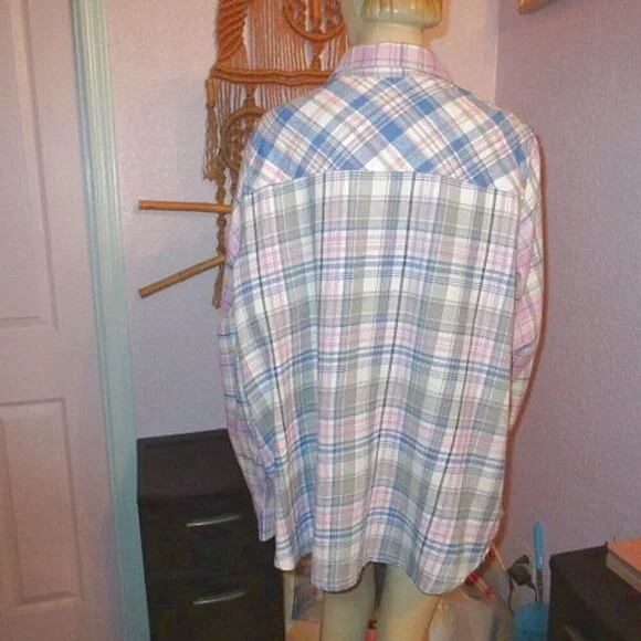 Blair Embroidered Flannel Shirt Size 2X Patchwork Button Up Countrycore Cottage - Picture 9 of 12